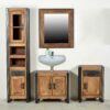 Möbel Exclusive Loft Design Badmöbel Set aus Sheesham Massivholz Metall in Schwarz (vierteilig)