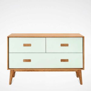 Natura Classico Sideboard mit drei Schubladen Weiß und Eiche Massivholz