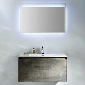Furnitara Design Badezimmer Set in Eiche Grau Optik LED Beleuchtung (zweiteilig)