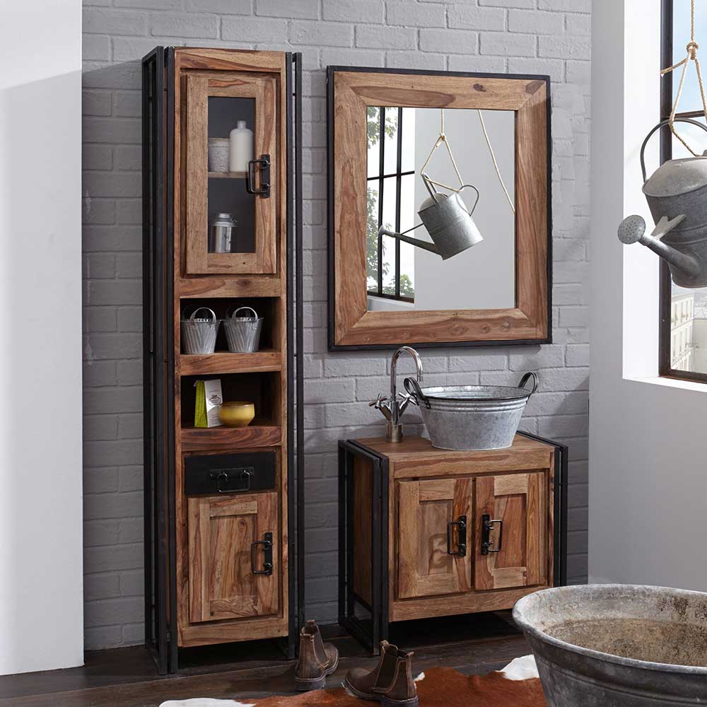 Möbel Exclusive Badezimmer Kombination im Industry Style Akazie Massivholz (dreiteilig)