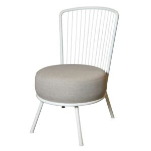 Violata Furniture Kuechenstuhl in Weiß und Beige Stahl und Webstoff
