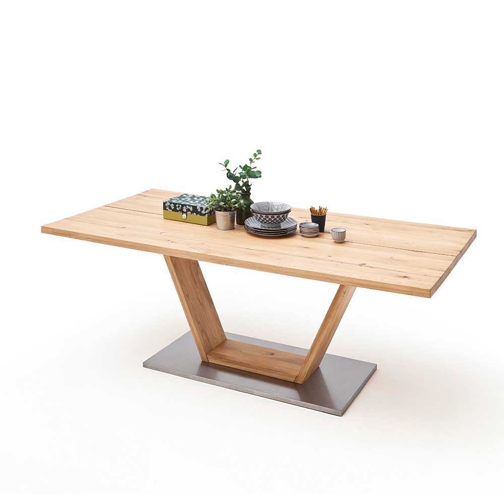 TopDesign Tisch mit Balkeneiche massiv modern