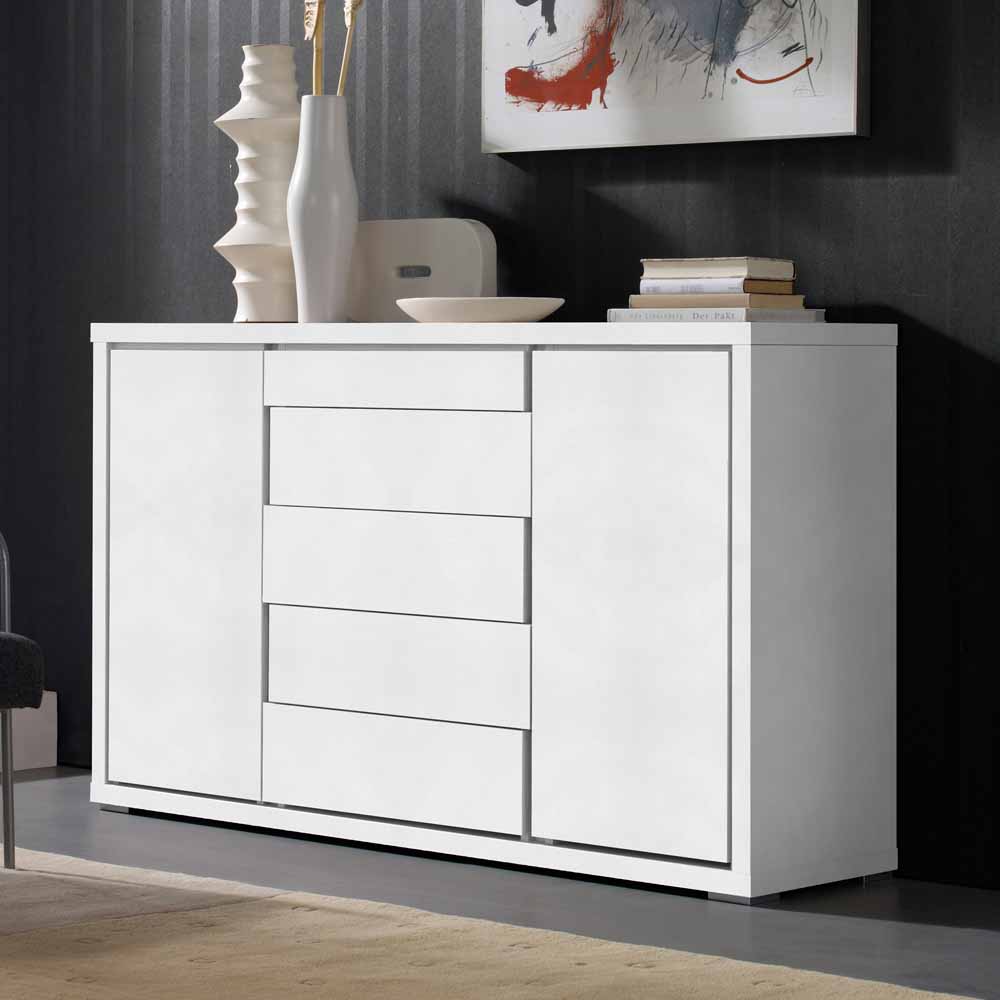 Furnitara Design Sideboard in Weiß Griffloses Design