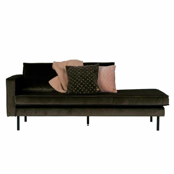 Basilicana Sofa Recamiere in Dunkelgrün Samt Stoff