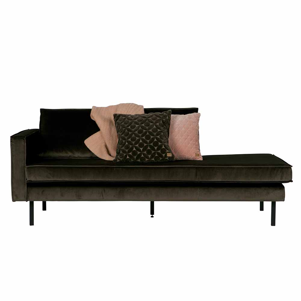 Basilicana Sofa Recamiere in Dunkelgrün Samt Stoff