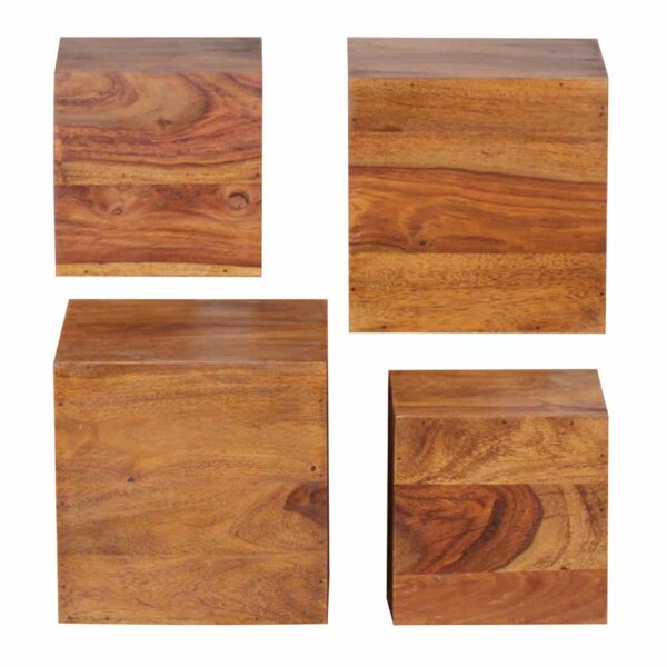 Möbel4Life Regalwürfel aus Sheesham Massivholz 25 cm (vierteilig)