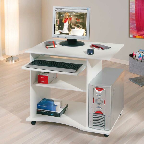 TopDesign Computertisch in Weiß fahrbar