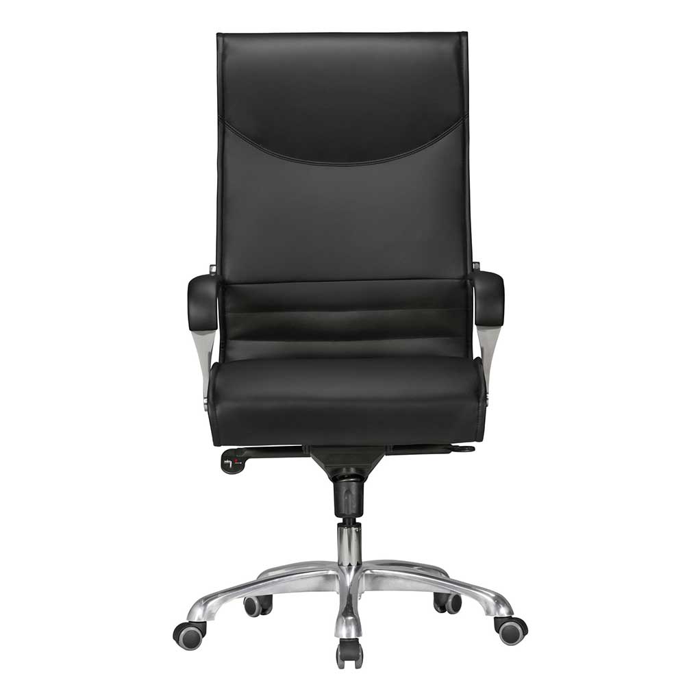 Möbel4Life Bürodrehstuhl mit hoher Lehne Schwarz Kunstleder