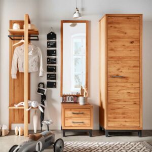 Life Meubles Flurgarderobe aus Kernbuche Massivholz Industry und Loft Stil (vierteilig)