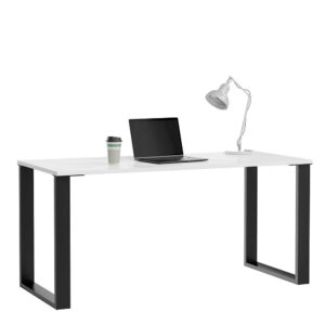 Möbel4Life Moderner Schreibtisch in Weiß und Schwarz Bügelgestell