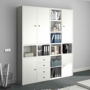 Star Möbel Bürowand für Arbeitszimmer in Weiß vier Schubladen - fünf Türen