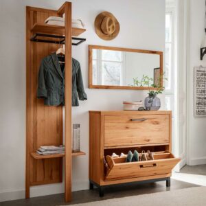 Life Meubles Komplett Garderobe aus Kernbuche Massivholz Industry und Loft Stil (dreiteilig)