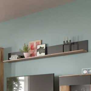 Möbel4Life Wohnzimmer Regal in Wildeichefarben und Grau 180 cm breit
