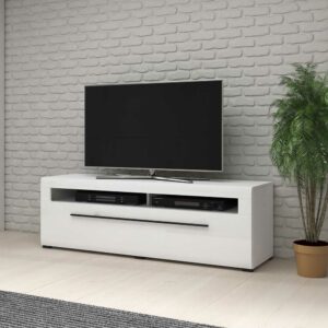 4Home 160 cm TV Lowboard in Weiß Hochglanz einer Schublade