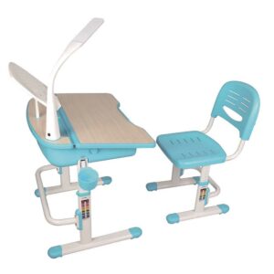 4Home Schülerschreibtisch mit Stuhl in Blau Weiß höhenverstellbar (zweiteilig)