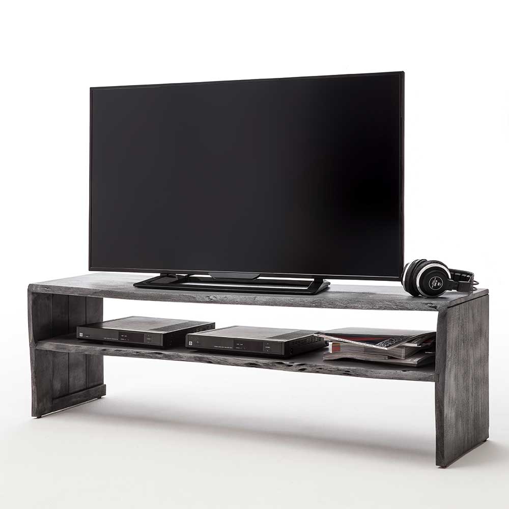 TopDesign Fernseher Tisch in Grau Akazie Massivholz