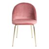 4Home Samt Stühle in Rosa Metallgestell in Messingfarben (2er Set)