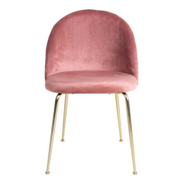 4Home Samt Stühle in Rosa Metallgestell in Messingfarben (2er Set)