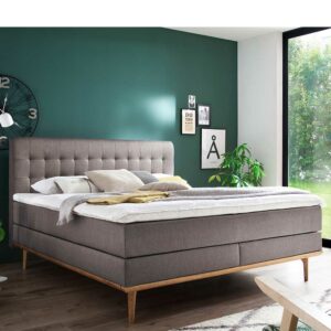 Homedreams Boxbett in Taupe Webstoff 180x200 cm