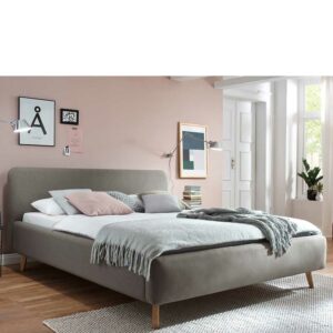 Homedreams Bettgestell in Taupe Webstoff modern