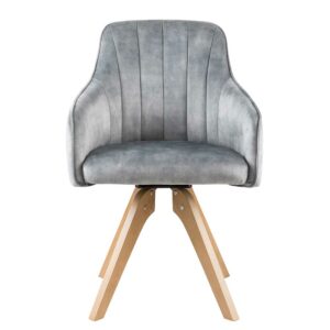 Massivio Velours Esszimmerstühle in Grau drehbar (2er Set)