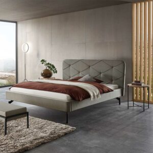 TopDesign Ehebett in Grau Webstoff Nachttischen (dreiteilig)