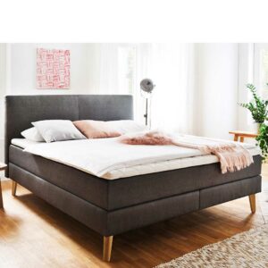 Homedreams Doppel Boxspringbett in Anthrazit Webstoff Skandi Design