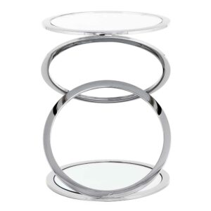 Doncosmo Design Beistelltisch in Silberfarben Spiegelglas und Stahl