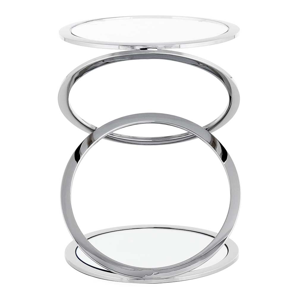 Doncosmo Design Beistelltisch in Silberfarben Spiegelglas und Stahl