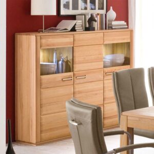 TopDesign Wohnzimmer Highboard mit 3 Türen Beleuchtung