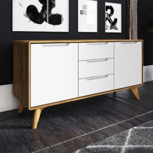 Basilicana Wohnzimmer Sideboard in Weiß und Wildeiche modern