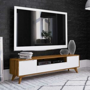 Basilicana TV Board in Weiß und Wildeiche 180 cm breit