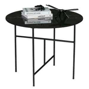 Basilicana Designercouchtisch mit runder Porzellanplatte Schwarz