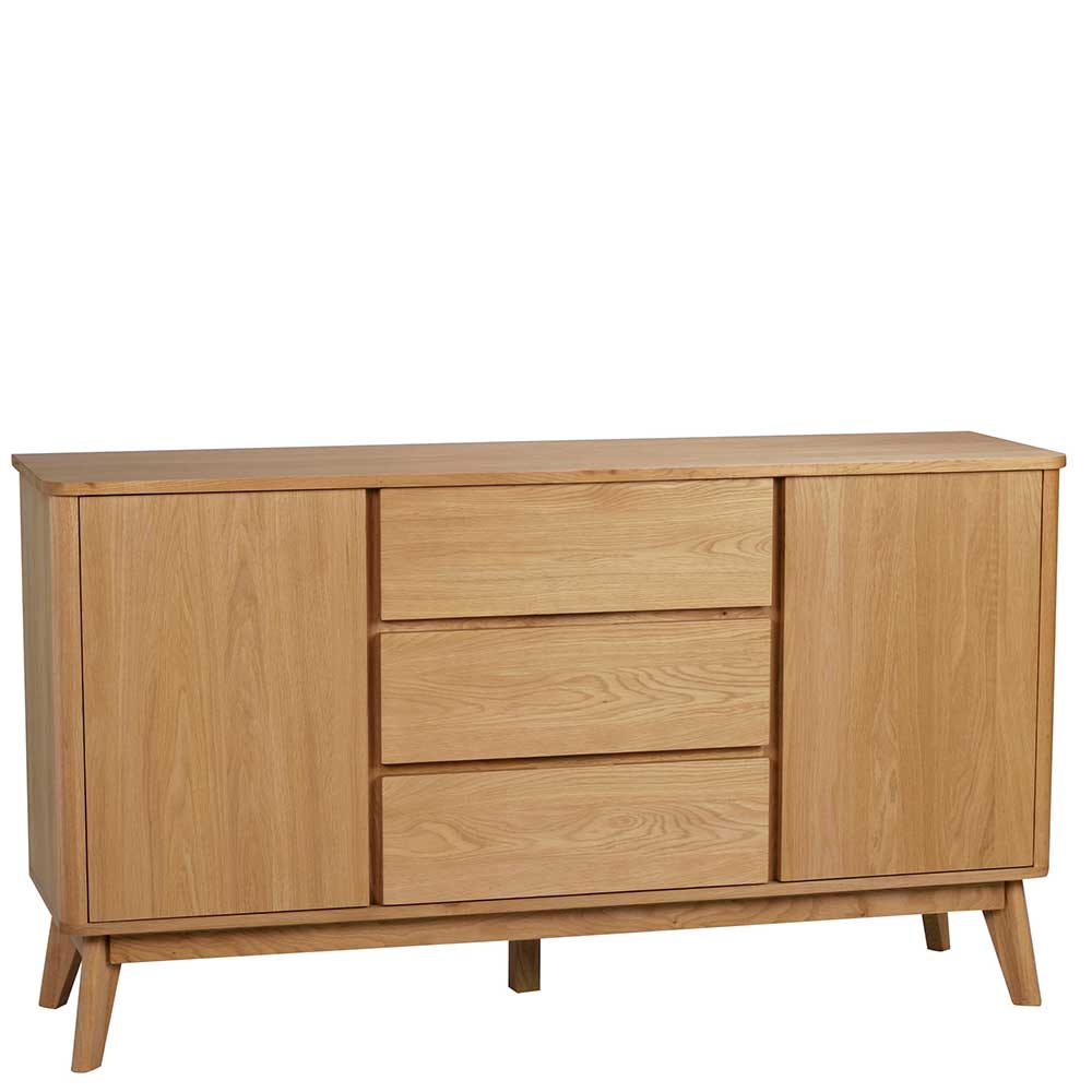 TopDesign Retro Sideboard Eiche furniert drei Schubladen