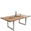 Möbel Exclusive Designertisch aus Teak Recyclingholz und Stahl Loft Style