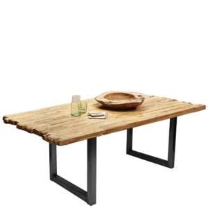 Möbel Exclusive Design Esszimmertisch aus Teak Recyclingholz und Stahl 100 cm tief