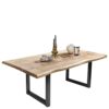 Möbel Exclusive Baumkanten Tisch aus Mangobaum Massivholz Stahl