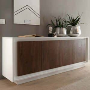 Homedreams Wohnzimmer Sideboard in Weiß Eiche Cognacfarben 80 cm hoch