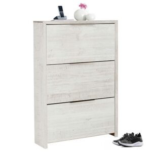 Möbel4Life Massivholz Schuhkipper in Creme Weiß Kiefer 90 cm breit