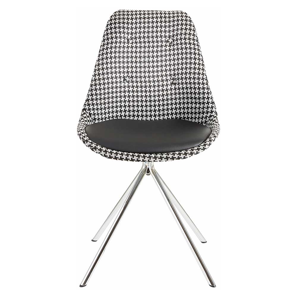 Möbel4Life Esstischstühle in Schwarz Weiß gemustert Metallgestell (2er Set)