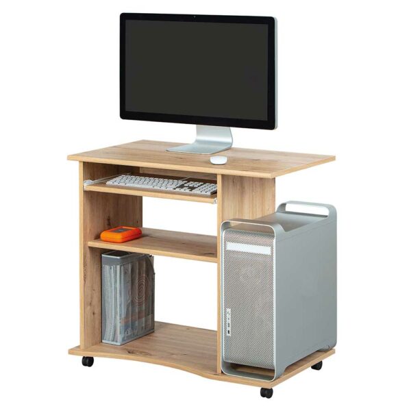 TopDesign Bürotisch rollbar für Home Office Wildeiche Optik