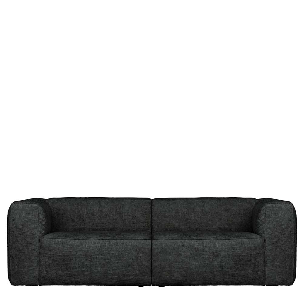 Basilicana 3er Sofa in Dunkelgrau Stoffbezug breite Armlehnen