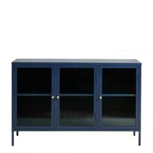 TopDesign Metall Vitrine in Blau 132x85 cm