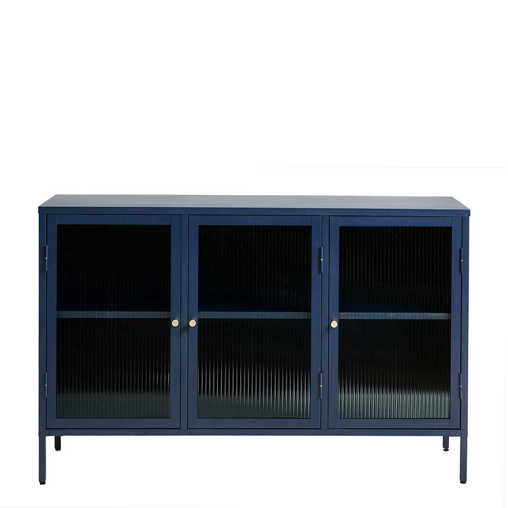 TopDesign Metall Vitrine in Blau 132x85 cm