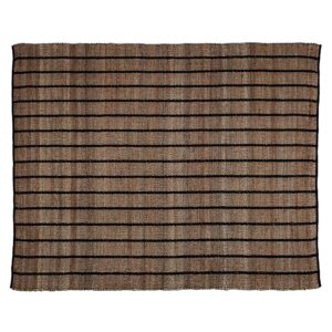 Basilicana Gestreifter Jute Teppich in Beige & Schwarz 240 cm breit