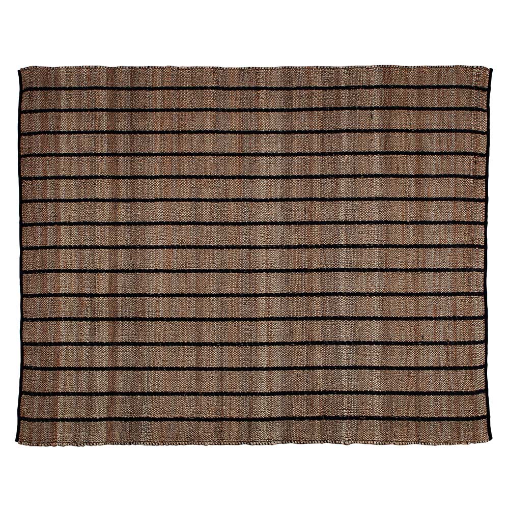 Basilicana Gestreifter Jute Teppich in Beige & Schwarz 240 cm breit