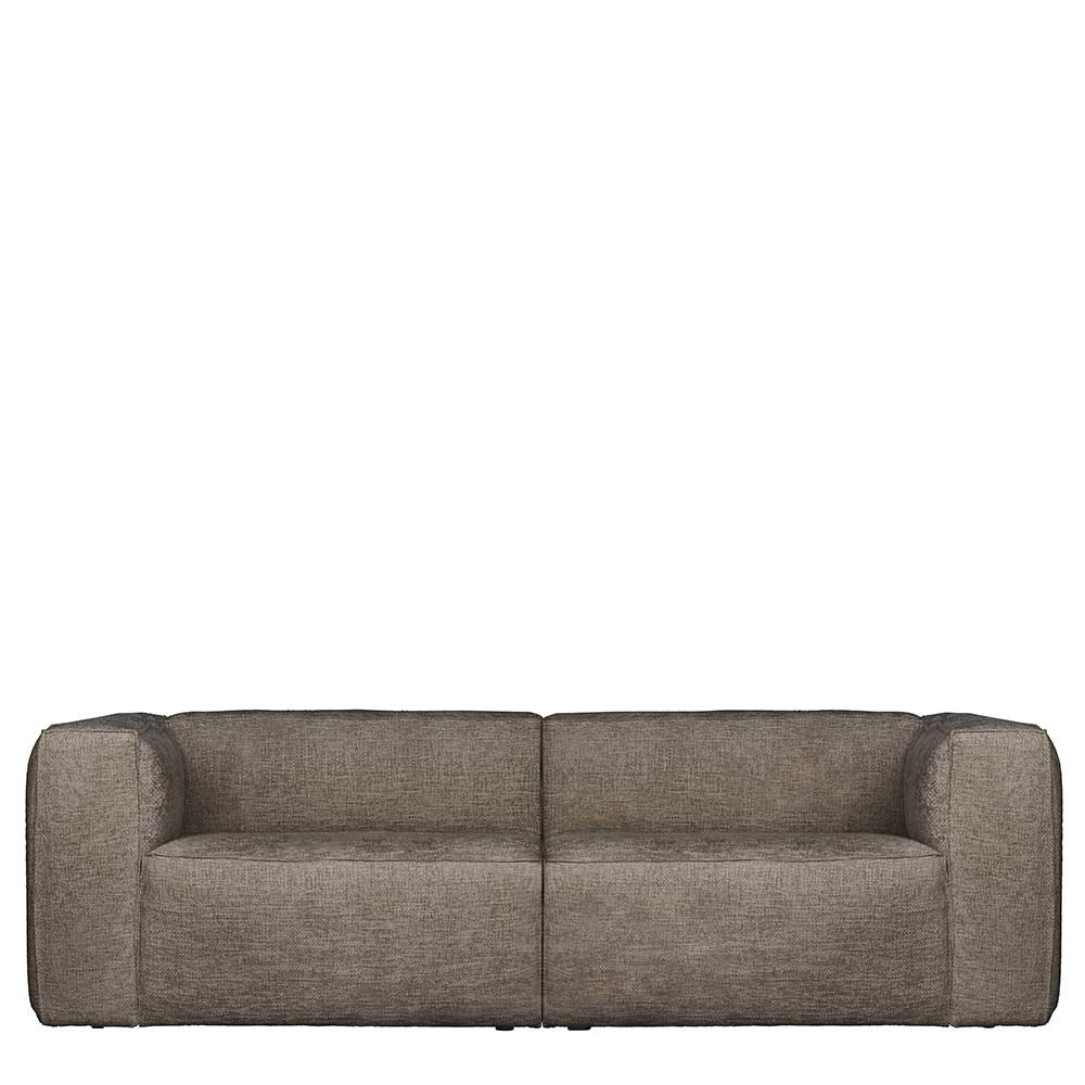 Basilicana Wohnzimmer Sofa in Beigegrau meliert Strukturstoff Bezug