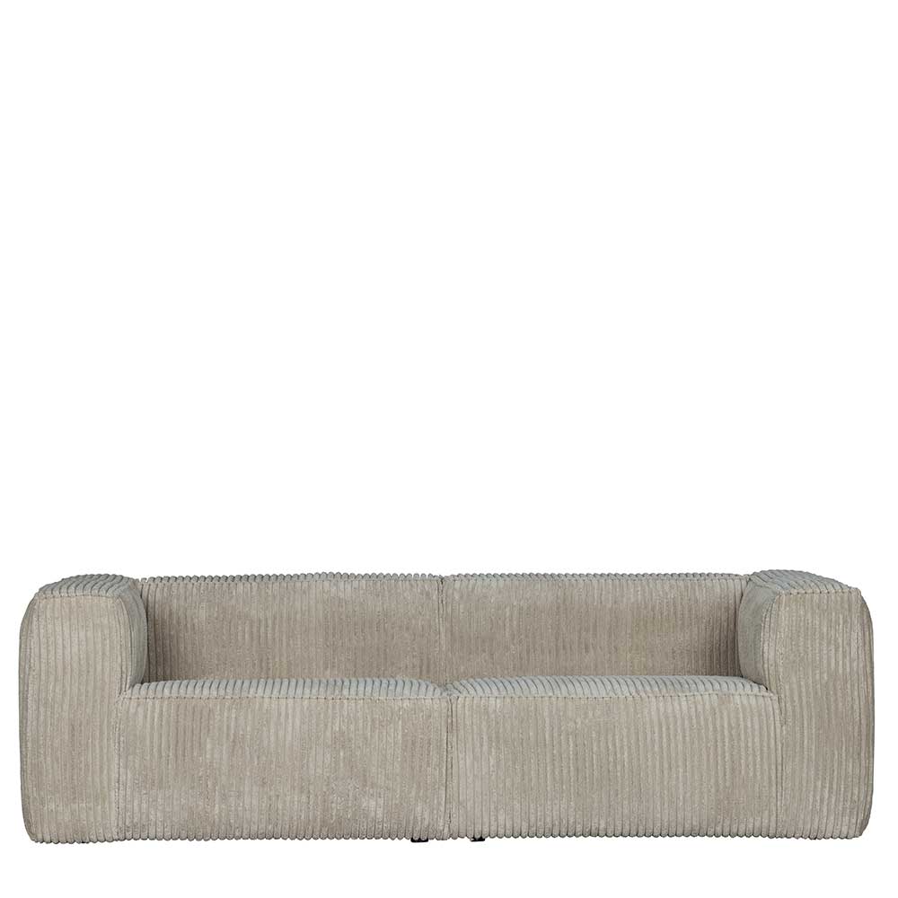 Basilicana Breitcord Couch in Beigegrau 66 cm Sitztiefe