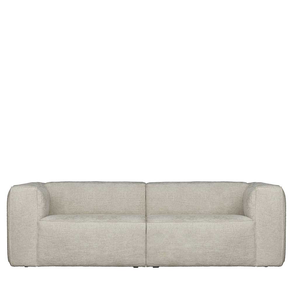 Basilicana Dreisitzer Sofa in Beige meliert Strukturstoff Bezug