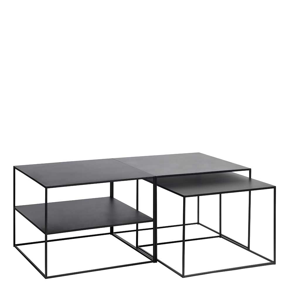 TopDesign Metall Couchtische pulverbeschichtet in Schwarz Bügelgestellen (dreiteilig)